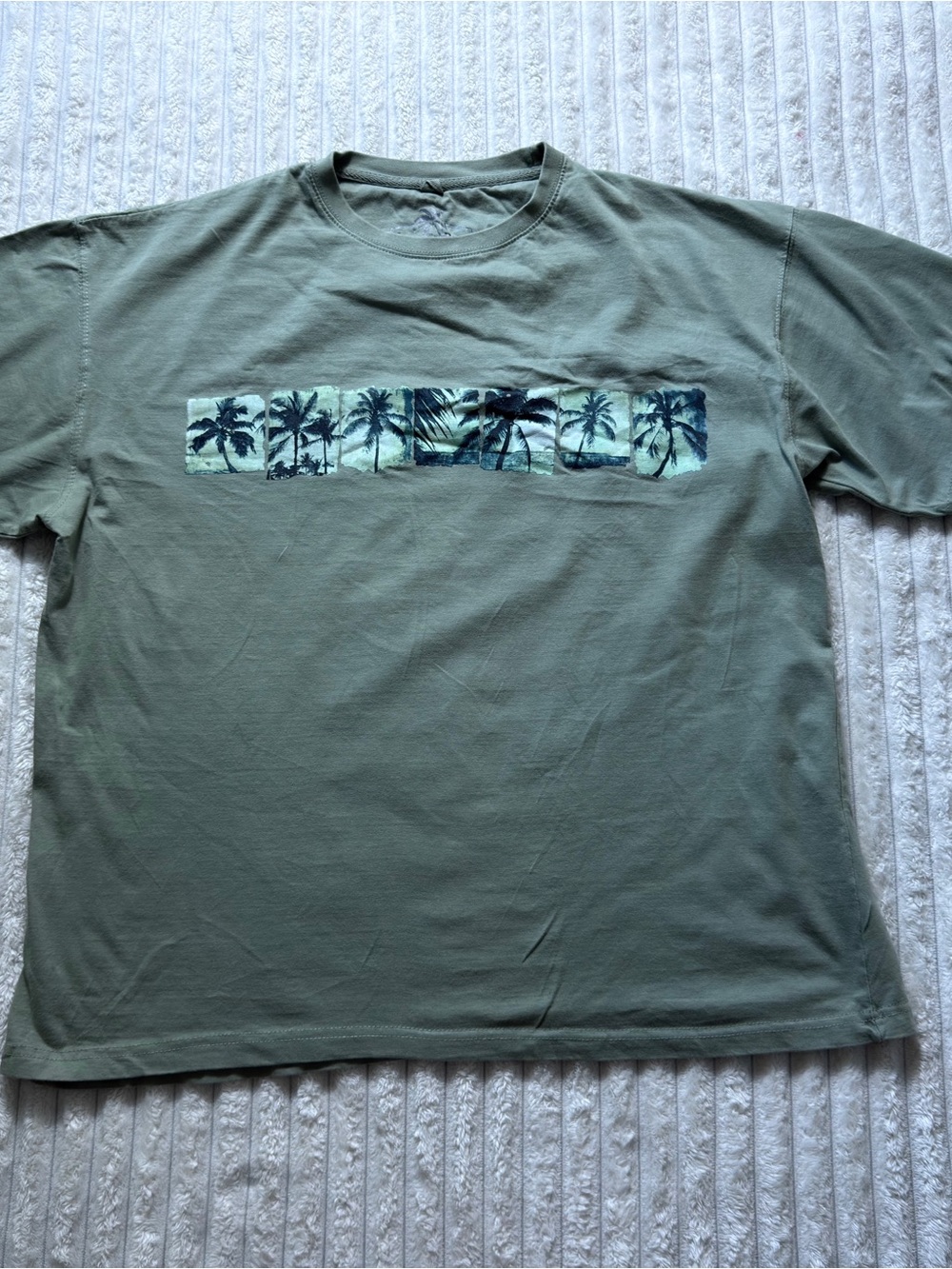 Newport Olive Green Palm Strip Short Sleeve Tee